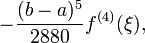 -\frac{(b-a)^5}{2880}f^{(4)}(\xi),