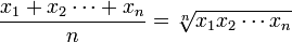 \frac{x_1+x_2\cdots+x_n}{n}=\sqrt[n]{x_1 x_2 \cdots x_n}